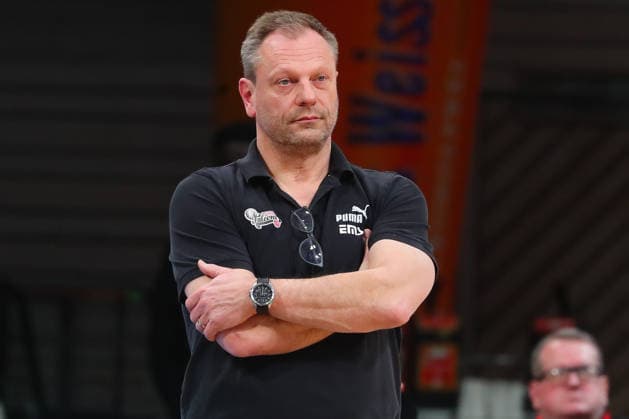 21 Matchday of the Basketball 2 Bundesliga ProA in the Oberfrankenhalle in Bayreuth Season 2025 2026 BBC Bayreuth against Nürnberg Falcons BC Ralph Junge Nürnberg Falcons BC Coach
