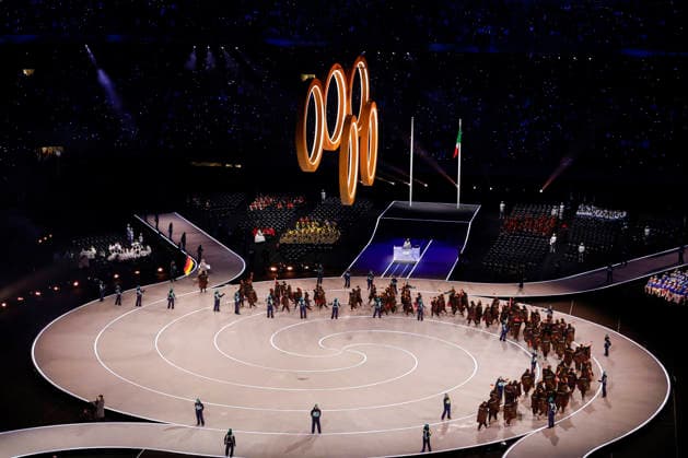 Athletes from team Germany participate in the Opening Ceremony of the Milano Cortina 2026 Olympic Games, Olympische Spiele, Olympia, OS at San Siro Stadium in Milan, Italy, on Friday, February 6, 2026. More than 2,900 athletes from 92 national Olympic committees will compete, with the United States having the largest presence with more than 230 athletes.  OLY20260206332 AARONxJOSEFCZYK