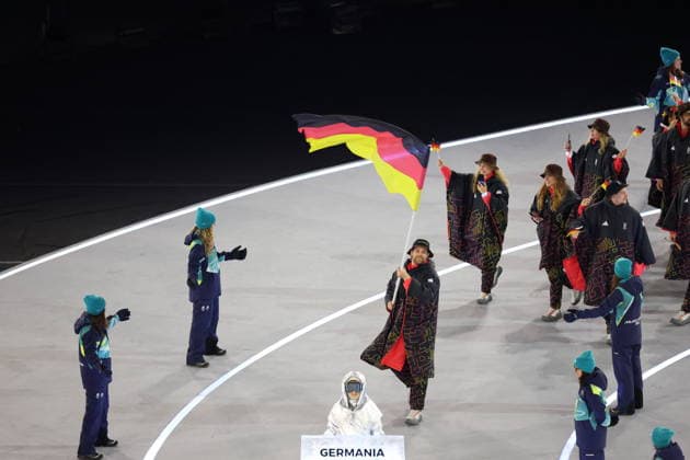 Winter Olympics - Opening Ceremony - Milan Team Germany at the Opening ceremony of the Milano Cortina 2026 Winter Olympic Games, Olympische Spiele, Olympia, OS at San Siro stadium (Milano Olympic Stadium), in Milan on February 6, 2026. Photo by Alexis Jumeau ABACAPRESS.COM Milan Italy  Copyright: xJumeauxAlexis ABACAx
