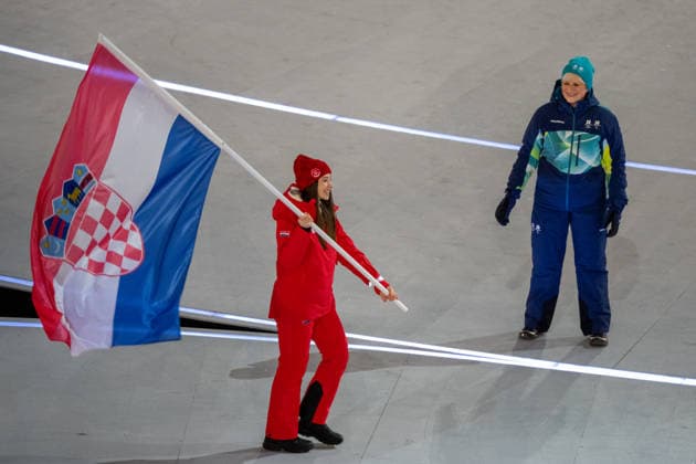 2026-02-06 - Milano Cortina 2026 Winter Olympics MILAN, ITALY - FEBRUARY 6: Valentina AÅ¡ÄiÄ‡ of Croatia during the opening ceremony of the Milano Cortina 2026 Winter Olympics at the San Siro Stadium on February 6, 2026 in Milan, Italy Milan San Siro Stadium Italy Content not available for redistribution in The Netherlands directly or indirectly through any third parties. Copyright: xAndrexWeeningx