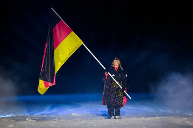 260206 Flag bearer Katharina Schmid of Germany during the Opening Ceremony of the 2026 Winter Olympics on February 6, 2026 in Predazzo. Photo: Maxim Thore BILDBYRAN kod MT MT0960 bbeng Olympic Games, Olympische Spiele, Olympia, OS olympics winter olympics os ol olympiska spel vinter-os olympiske leker milano cortina 2026 milan cortina 2026 milano cortina 2026 olympic games milano cortina 2026 winter olympic games milano cortina-os milano cortina-ol vinter-ol opening ceremony invigning invigningsceremoni *** 260206 Flag bearer Katharina Schmid of Germany during the Opening Ceremony of the 2026 Winter Olympics on February 6, 2026 in Predazzo Photo Maxim Thore BILDBYRAN code MT MT0960 bbeng olympic games olympics winter olympics os ol olympiska spel vinter os olympiske leker milano cortina 2026 milan cortina 2026 milano cortina 2026 olympic games milano cortina 2026 winter olympic games milano cortina os milano cortina ol vinter ol opening ceremony invigning invigningsceremoni  Copyright: MAXIMxTHORE BB260206MT116