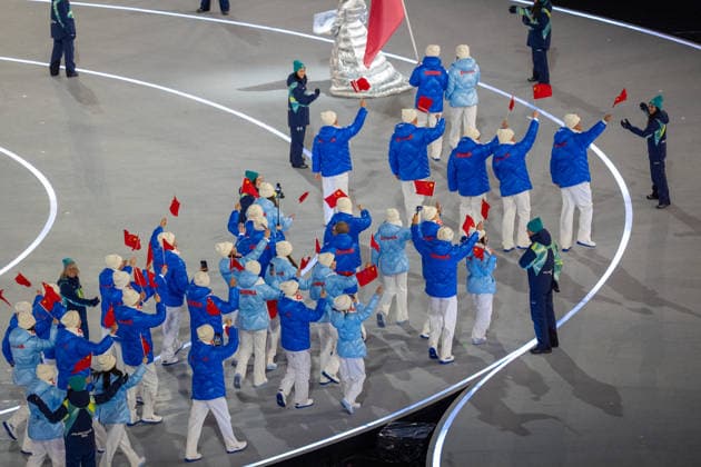 2026-02-06 - Milano Cortina 2026 Winter Olympics MILAN, ITALY - FEBRUARY 6: The Chinese Olympic team during the opening ceremony of the Milano Cortina 2026 Winter Olympics at the San Siro Stadium on February 6, 2026 in Milan, Italy Milan San Siro Stadium Italy Content not available for redistribution in The Netherlands directly or indirectly through any third parties. Copyright: xAndrexWeeningx