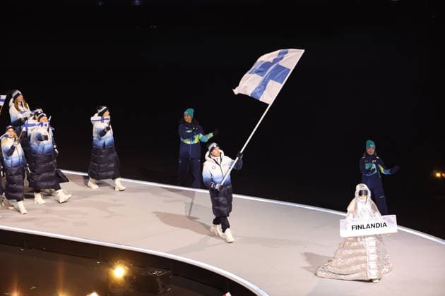 February 6, 2026, Milan, Lombardy, Italy: Athletes from Finland are introduced during the Opening Ceremony for the Milano Cortina 2026 Olympic Winter games, Winterspiele,Spiele, Summer games at Milano San Siro Olympic Stadium. Milan Italy - ZUMAm117 20260206_oly_m117_092 Copyright: xDavidxMcIntyrex