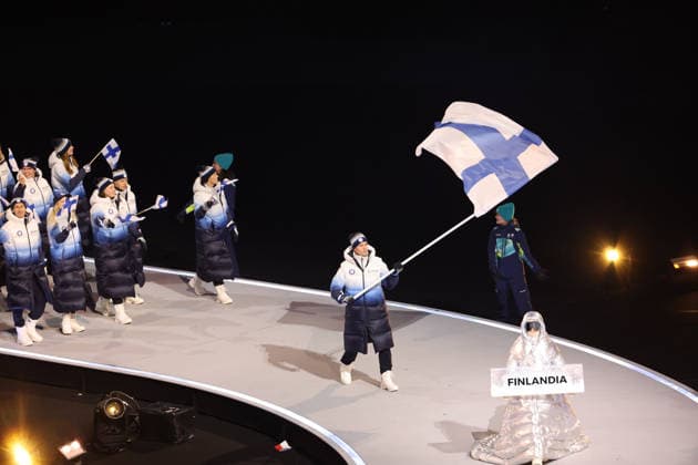 February 6, 2026, Milan, Lombardy, Italy: Athletes from Finland are introduced during the Opening Ceremony for the Milano Cortina 2026 Olympic Winter games, Winterspiele,Spiele, Summer games at Milano San Siro Olympic Stadium. Milan Italy - ZUMAm117 20260206_oly_m117_095 Copyright: xDavidxMcIntyrex