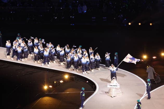February 6, 2026, Milan, Lombardy, Italy: Athletes from Finland are introduced during the Opening Ceremony for the Milano Cortina 2026 Olympic Winter games, Winterspiele,Spiele, Summer games at Milano San Siro Olympic Stadium. Milan Italy - ZUMAm117 20260206_oly_m117_096 Copyright: xDavidxMcIntyrex