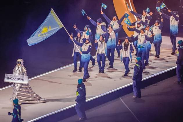 Team of Kazakhstan Opening Ceremony, Opening Ceremony - Milano Cortina 2026 Winter Olympics: Day 0, Opening Ceremony - Milano Cortina 2026 Winter Olympics: Day 0, San Siro Stadium, February 6, 2026, Milan, Italy.