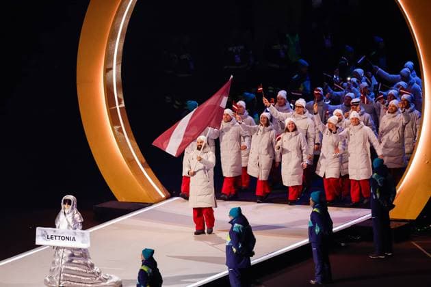 Team of Latvia Opening Ceremony, Opening Ceremony - Milano Cortina 2026 Winter Olympics: Day 0, Opening Ceremony - Milano Cortina 2026 Winter Olympics: Day 0, San Siro Stadium, February 6, 2026, Milan, Italy.