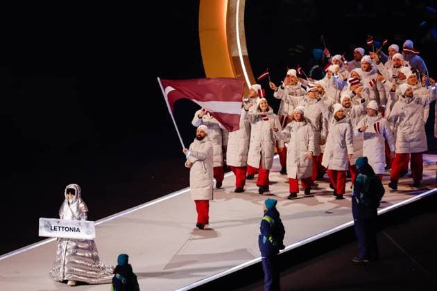 Team of Latvia Opening Ceremony, Opening Ceremony - Milano Cortina 2026 Winter Olympics: Day 0, Opening Ceremony - Milano Cortina 2026 Winter Olympics: Day 0, San Siro Stadium, February 6, 2026, Milan, Italy.