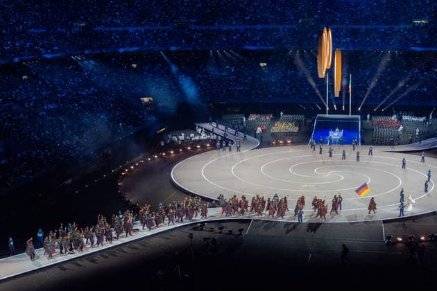 2026-02-06 - Milano Cortina 2026 Winter Olympics MILAN, ITALY - FEBRUARY 6: The German Olympic team during the opening ceremony of the Milano Cortina 2026 Winter Olympics at the San Siro Stadium on February 6, 2026 in Milan, Italy Milan San Siro Stadium Italy Content not available for redistribution in The Netherlands directly or indirectly through any third parties. Copyright: xAndrexWeeningx