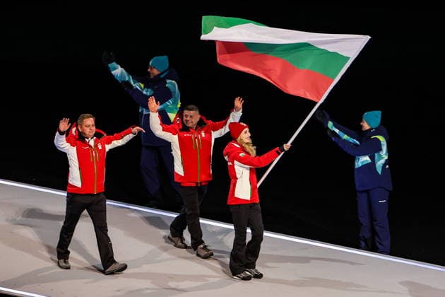 ITALY, MILAN - FEBRUARY 6, 2026: Members of the Olympic team of Bulgaria emerge during a ceremony to open the 2026 Winter Olympic Games, Olympische Spiele, Olympia, OS at San Siro Stadium. Peter Kovalev TASS  88299842