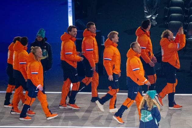 2026-02-06 - Milano Cortina 2026 Winter Olympics MILAN, ITALY - FEBRUARY 6: The Dutch Olympic team during the opening ceremony of the Milano Cortina 2026 Winter Olympics at the San Siro Stadium on February 6, 2026 in Milan, Italy Milan San Siro Stadium Italy Content not available for redistribution in The Netherlands directly or indirectly through any third parties. Copyright: xAndrexWeeningx