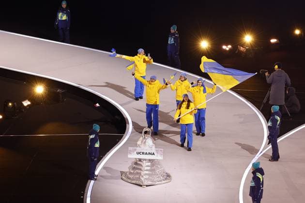MILAN , 06-02-2026 , Milano San Siro Olympic Stadium , Olympic Winter games, Winterspiele,Spiele, Summer games 2026 Milano , Opening ceremony , Picture shows , Team Ukraine Olympic Winter Games 2026 - Opening ceremony  x201349597x Copyright: