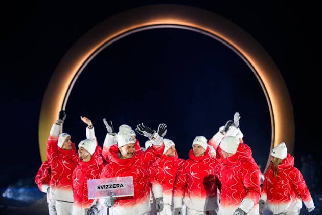 260206 Athletes of Switzerland during the Opening Ceremony of the 2026 Winter Olympics on February 6, 2026 in Predazzo. Photo: Maxim Thore BILDBYRAN kod MT MT0960 bbeng Olympic Games, Olympische Spiele, Olympia, OS olympics winter olympics os ol olympiska spel vinter-os olympiske leker milano cortina 2026 milan cortina 2026 milano cortina 2026 olympic games milano cortina 2026 winter olympic games milano cortina-os milano cortina-ol vinter-ol opening ceremony invigning invigningsceremoni *** 260206 Athletes of Switzerland during the Opening Ceremony of the 2026 Winter Olympics on February 6, 2026 in Predazzo Photo Maxim Thore BILDBYRAN code MT MT0960 bbeng olympic games olympics winter olympics os ol olympiska spel vinter os olympiske leker milano cortina 2026 milan cortina 2026 milano cortina 2026 olympic games milano cortina 2026 winter olympic games milano cortina os milano cortina ol vinter ol opening ceremony invigning invigningsceremoni  Copyright: MAXIMxTHORE BB260206MT127