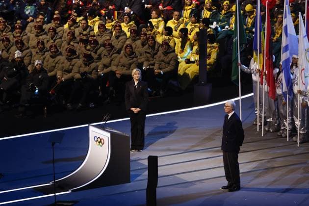 MILAN , 06-02-2026 , Milano San Siro Olympic Stadium , Olympic Winter games, Winterspiele,Spiele, Summer games 2026 Milano , Opening ceremony , Picture shows , Giovanni Malago andIOC President Kirsty Coventry Olympic Winter Games 2026 - Opening ceremony  x201350356x Copyright:
