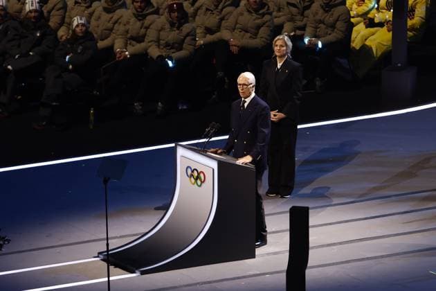 MILAN , 06-02-2026 , Milano San Siro Olympic Stadium , Olympic Winter games, Winterspiele,Spiele, Summer games 2026 Milano , Opening ceremony , Picture shows , Giovanni Malago and IOC President Kirsty Coventry Olympic Winter Games 2026 - Opening ceremony  x201350370x Copyright: