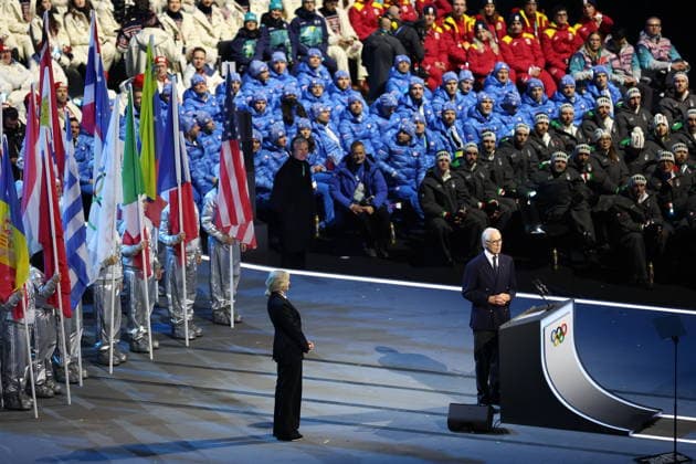 Winter Olympics - Opening Ceremony - Milan IOC President Kirsty Coventry and IOC member and president of Fondazione Milano Cortina 2026 Giovanni Malago at the Opening ceremony of the Milano Cortina 2026 Winter Olympic Games, Olympische Spiele, Olympia, OS at San Siro stadium (Milano Olympic Stadium), in Milan on February 6, 2026. Photo by Alexis Jumeau ABACAPRESS.COM Milan Italy  Copyright: xJumeauxAlexis ABACAx