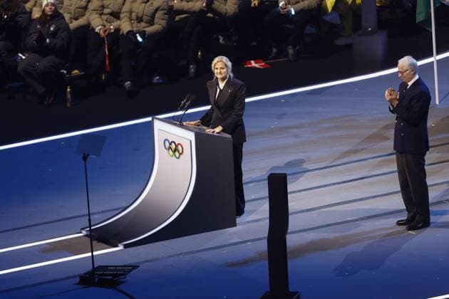 MILAN , 06-02-2026 , Milano San Siro Olympic Stadium , Olympic Winter games, Winterspiele,Spiele, Summer games 2026 Milano , Opening ceremony , Picture shows , Giovanni Malago and IOC President Kirsty Coventry Olympic Winter Games 2026 - Opening ceremony  x201350543x Copyright: