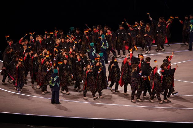 Parade of athletes of Germany during the Opening Ceremony of the Olympic Winter games, Winterspiele,Spiele, Summer games Milano-Cortina 2026 on February 06, 2026 at the Milano San Siro Olympic Stadium in Milan, Italy  Copyright: xLucianoxMariaxBisi IPAxSportx xipa-agency.netx xx IPA_71048421 IPA_Agency_IPA71048421