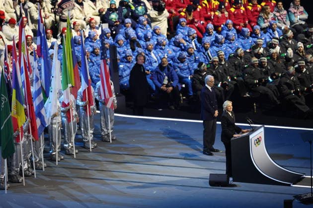 Winter Olympics - Opening Ceremony - Milan IOC President Kirsty Coventry and IOC member and president of Fondazione Milano Cortina 2026 Giovanni Malago at the Opening ceremony of the Milano Cortina 2026 Winter Olympic Games, Olympische Spiele, Olympia, OS at San Siro stadium (Milano Olympic Stadium), in Milan on February 6, 2026. Photo by Alexis Jumeau ABACAPRESS.COM Milan Italy  Copyright: xJumeauxAlexis ABACAx