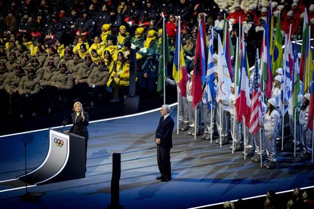 MILAN IOC President Kirsty Coventry and Organizing Committee President Giovanni MalagÃ² during the opening ceremony of the Winter Olympics in the San Siro Stadium. ROBIN VAN LONKHUIJSEN ANP xVIxANPxSportx xxANPxIVx 549851712 originalFilename: 549851712.jpg