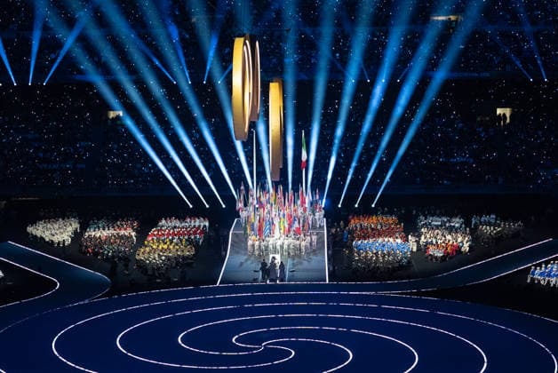 2026-02-06 - Milano Cortina 2026 Winter Olympics MILAN, ITALY - FEBRUARY 6: Athletes and performers during the opening ceremony of the Milano Cortina 2026 Winter Olympics at the San Siro Stadium on February 6, 2026 in Milan, Italy Milan San Siro Stadium Italy Content not available for redistribution in The Netherlands directly or indirectly through any third parties. Copyright: xAndrexWeeningx