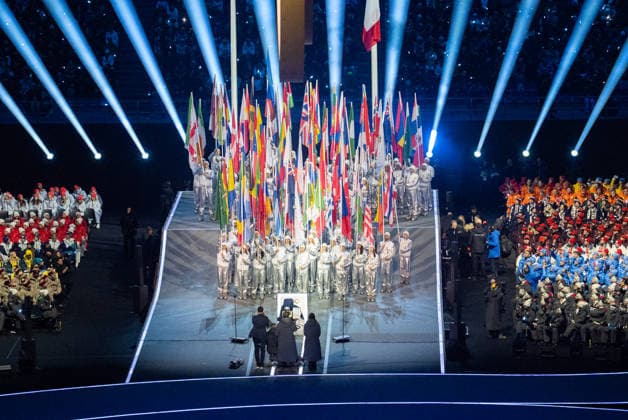 2026-02-06 - Milano Cortina 2026 Winter Olympics MILAN, ITALY - FEBRUARY 6: Athletes and performers during the opening ceremony of the Milano Cortina 2026 Winter Olympics at the San Siro Stadium on February 6, 2026 in Milan, Italy Milan San Siro Stadium Italy Content not available for redistribution in The Netherlands directly or indirectly through any third parties. Copyright: xAndrexWeeningx