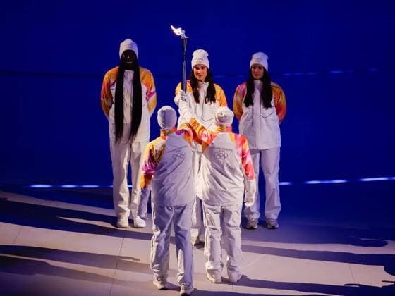 Olympic flame has arrived at the stadium Opening Ceremony, Opening Ceremony - Milano Cortina 2026 Winter Olympics: Day 0, Opening Ceremony - Milano Cortina 2026 Winter Olympics: Day 0, San Siro Stadium, February 6, 2026, Milan, Italy.