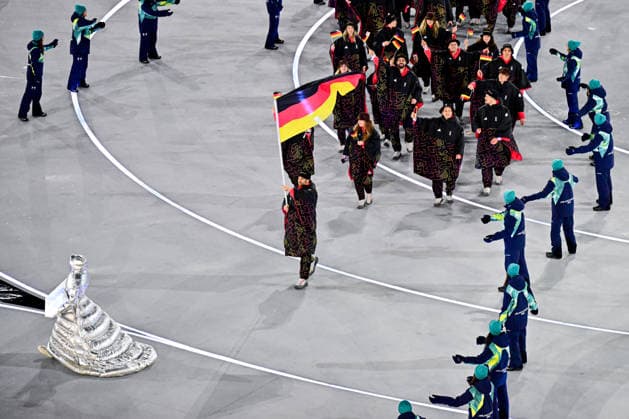 Flag of Germany, Olympic Opening Ceremony, at the Olympic Winter games, Winterspiele,Spiele, Summer games Milano Cortina 2026, at Milano San Siro Olympic Stadium, on February 6, 2026 in Milan, Italy. Noxthirdxpartyxsales  aflo_318735801