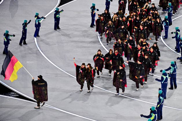 Flag of Germany, Olympic Opening Ceremony, at the Olympic Winter games, Winterspiele,Spiele, Summer games Milano Cortina 2026, at Milano San Siro Olympic Stadium, on February 6, 2026 in Milan, Italy. Noxthirdxpartyxsales  aflo_318735843
