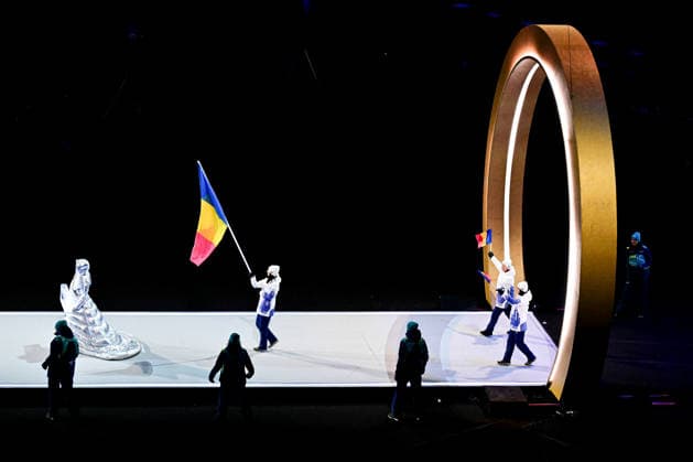 Flag of Romania, Olympic Opening Ceremony, at the Olympic Winter games, Winterspiele,Spiele, Summer games Milano Cortina 2026, at Milano San Siro Olympic Stadium, on February 6, 2026 in Milan, Italy. Noxthirdxpartyxsales  aflo_318735914
