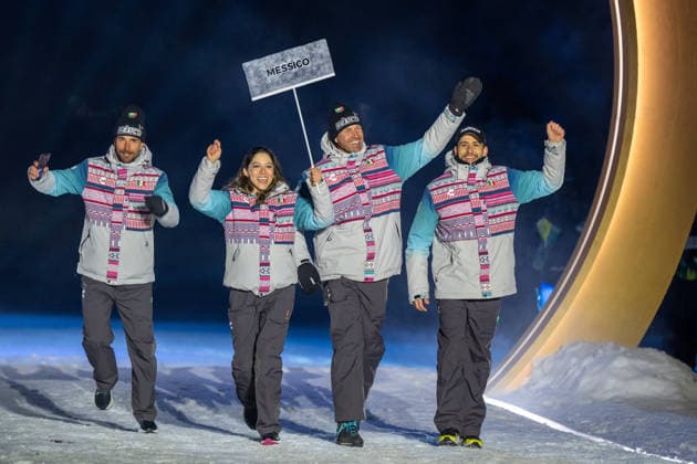 OLYMPICS - Winter Olympic Games, Olympische Spiele, Olympia, OS Milano Cortina 2026 VAL DI FIEMME,ITALY,06.FEB.26 - OLYMPICS - Winter Olympic Games Milano Cortina 2026, capsule opening ceremony. Image shows the team of Mexico.  GEPAxpictures xOliverxLerch