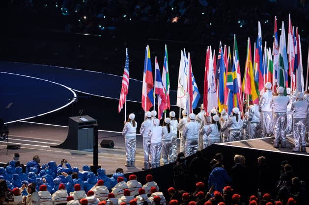 Parade of Nations flags during the Opening Ceremony of the Olympic Winter games, Winterspiele,Spiele, Summer games Milano-Cortina 2026 on February 06, 2026 at the Milano San Siro Olympic Stadium in Milan, Italy  Copyright: xLucianoxMariaxBisi IPAxSportx xipa-agency.netx xx IPA_71051197 IPA_Agency_IPA71051197