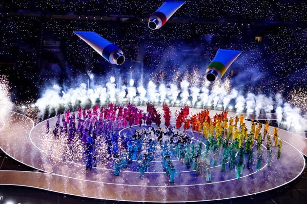 GIOCHI OLIMPICI - Olimpiadi Invernali Milano-Cortina 2026 - Opening Ceremony Color Sequence of Cerimony during the Opening Ceremony of the Olympic Winter games, Winterspiele,Spiele, Summer games Milano-Cortina 2026 on February 06, 2026 at the Milano San Siro Olympic Stadium in Milan, Italy Cortina D Ampezzo Italy  Copyright: xIPAxSport ABACAx
