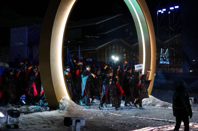 Parade of athletes of Germany during the Opening Ceremony of the Olympic Winter games, Winterspiele,Spiele, Summer games Milano-Cortina 2026 on February 06, 2026 in Livigno, Italy  Copyright: xSergioxBisi IPAxSportx xipa-agency.netx xx IPA_71051512 IPA_Agency_IPA71051512