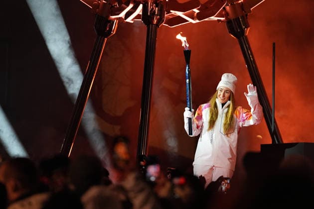 sofia goggia Olympic flame the opening ceremony of the 2026 Winter Olympics, in Cortina d Ampezzo, Italy, Friday, Feb. 6, 2026. (Photo Davide Spada LaPresse)  Copyright: xDavidexSpadax LaPressex
