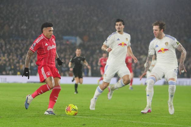 Leeds United v Nottingham Forest, Premier League Igor Jesus of Nottingham Forest and Joe Rodon of Leeds United during the Premier League match between Leeds United and Nottingham Forest at Elland Road, Leeds, UK on 6 February 2026. Leeds Elland Road West Yorkshire UK Editorial use only DataCo restrictions apply See www.football-dataco.com , Copyright: xAlunxRobertsx PSI-23686-0028
