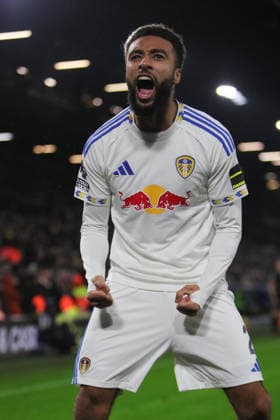 Leeds United v Nottingham Forest, Premier League Jayden Bogle of Leeds United celebrates goal by Dominic Calvert-Lewin of Leeds United during the Premier League match between Leeds United and Nottingham Forest at Elland Road, Leeds, UK on 6 February 2026. Leeds Elland Road West Yorkshire UK Editorial use only DataCo restrictions apply See www.football-dataco.com , Copyright: xAlunxRobertsx PSI-23686-0073