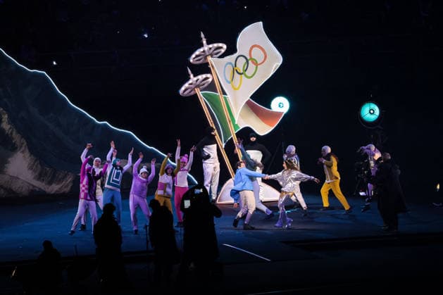 GIOCHI OLIMPICI - Olimpiadi Invernali Milano-Cortina 2026 - Opening Ceremony The musical of Sabrina Impacciatore during the Opening Ceremony of the Olympic Winter games, Winterspiele,Spiele, Summer games Milano-Cortina 2026 on February 06, 2026 at the Milano San Siro Olympic Stadium in Milan, Italy Cortina D Ampezzo Italy  Copyright: xIPAxSport ABACAx