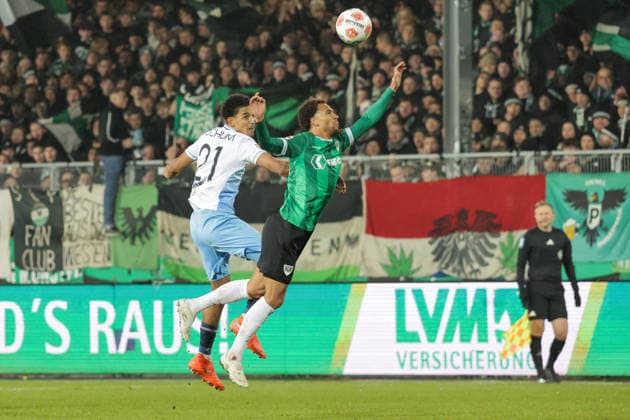 06 02 2026, xgrfx, Soccer 2 Bundesliga, Preußen Münster VfL Bochum v l Francis Onyeka VfL Bochum , Etienne Amenyido Preußen Münster DFL DFB REGULATIONS PROHIBIT ANY USE OF PHOTOGRAPHS as IMAGE SEQUENCES and or QUASI VIDEO Münster