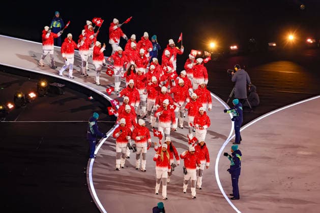 The Swiss delegation during the Opening Ceremony of the Olympic Winter games, Winterspiele,Spiele, Summer games Milano-Cortina 2026 on February 06, 2026 at the Milano San Siro Olympic Stadium in Milan, Italy  Copyright: xFabrizioxCarabelli IPAxSportx xipa-agency.netx xx IPA_71052907 IPA_Agency_IPA71052907