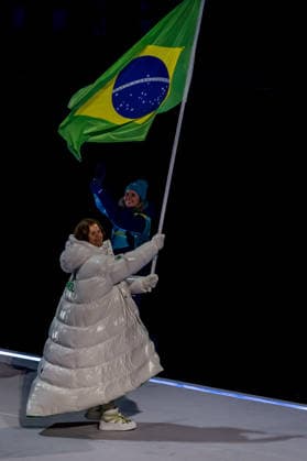 OLYMPICS - Winter Olympic Games, Olympische Spiele, Olympia, OS Milano Cortina 2026 MILAN,ITALY,06.FEB.26 - OLYMPICS - Winter Olympic Games Milano Cortina 2026, opening ceremony. Image shows flagbearer Lucas Pinheiro Braathen (BRA).  GEPAxpictures xMatthiasxTrinkl