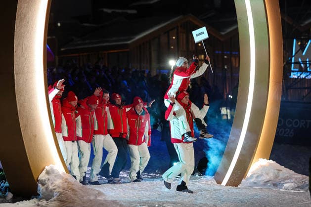GIOCHI OLIMPICI - Olimpiadi Invernali Milano-Cortina 2026 - Livigno - Opening Ceremony Parade of athletes of Bulgary during the Opening Ceremony of the Olympic Winter games, Winterspiele,Spiele, Summer games Milano-Cortina 2026 on February 06, 2026 in Livigno, Italy Cortina D Ampezzo Italy  Copyright: xIPAxSport ABACAx