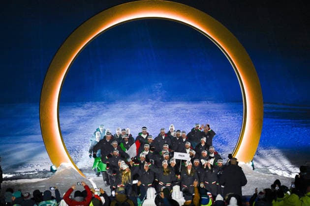 Winter Olympics - Flag Bearers At Opening Ceremony - Livigno Italian athletes walk in the parade of athletes during the Opening Ceremony of the Milano Cortina 2026 Olympic Games, Olympische Spiele, Olympia, OS on February 6, 2026 in Livigno, Italy. Photo by Laurent Zabulon ABACAPRESS.COM Livigno Italy  Copyright: xZabulonxLaurent ABACAx