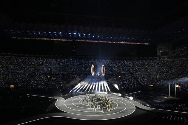 Winter Olympics - Opening Ceremony - Milan Atmosphere during the opening ceremony of the Milano Cortina 2026 Winter Olympics at San Siro Stadium on February 6, 2026 in Milan, Italy. Photo by JMP ABACAPRESS.COM Milan Italy  Copyright: xJMP ABACAx