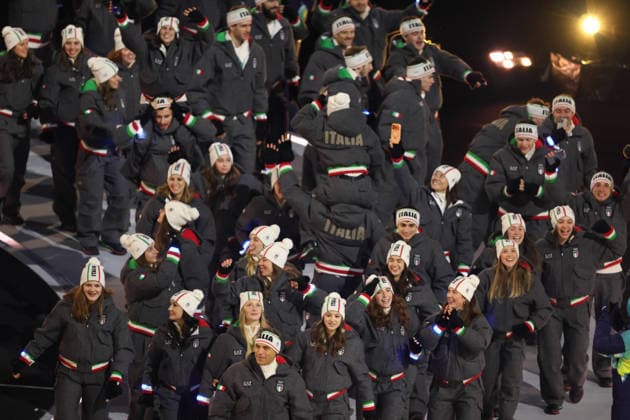 February 6, 2026, Milan, Lombardy, Italy: Team Italy athletes walk in the athlete parade during the Opening Ceremony of the XXV Winter Olympic Games, Olympische Spiele, Olympia, OS commonly know as the Milano Cortina 2026 Winter Olympic Games. Milan Italy - ZUMAc179 20260206_oly_c179_161 Copyright: xMickaelxChavetx