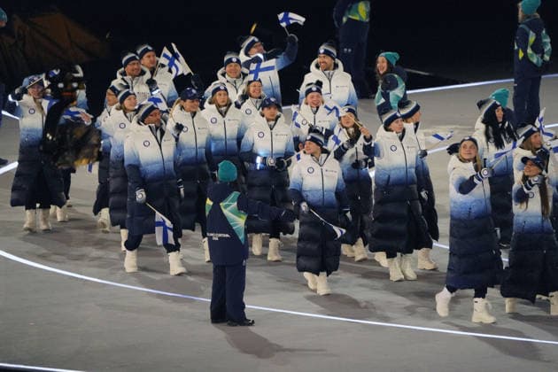 Milano Cortina, 2026 , Winter Olympic Games, Olympische Spiele, Olympia, OS Olympische Winterspiele 2026 ,, Eröffnungsfeier, Opening Ceremony Finnland, Finland, FIN; Finnish , Team, Photocopyright Gladys Chai von der Laage *** Milano Cortina, 2026 , Winter Olympic Games, Winter Olympic Games 2026 ,, Opening Ceremony Finland, FIN Finnish , Team, Photocopyright Gladys Chai von der Laage