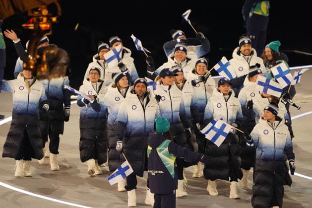 Milano Cortina, 2026 , Winter Olympic Games, Olympische Spiele, Olympia, OS Olympische Winterspiele 2026 ,, Eröffnungsfeier, Opening Ceremony Finnland, Finland, FIN; Finnish , Team, Photocopyright Gladys Chai von der Laage *** Milano Cortina, 2026 , Winter Olympic Games, Winter Olympic Games 2026 ,, Opening Ceremony Finland, FIN Finnish , Team, Photocopyright Gladys Chai von der Laage