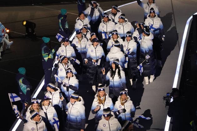 Milano Cortina, 2026 , Winter Olympic Games, Olympische Spiele, Olympia, OS Olympische Winterspiele 2026 ,, Eröffnungsfeier, Opening Ceremony Finnland, Finland, FIN; Finnish , Team, Photocopyright Gladys Chai von der Laage *** Milano Cortina, 2026 , Winter Olympic Games, Winter Olympic Games 2026 ,, Opening Ceremony Finland, FIN Finnish , Team, Photocopyright Gladys Chai von der Laage