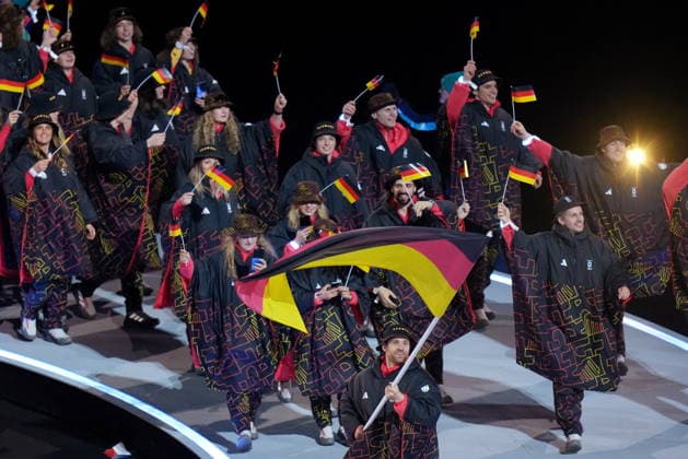 February 6, 2026, Milan, ITALY: Germany s delegation arrives during the opening ceremony at the Milan Cortina Winter Olympics, in Milan, Friday, Feb. 6, 2026. Canada News - February 6, 2026  - ZUMAc35_ 20260206_zaf_c35_165 Copyright: xDarrylxDyckx