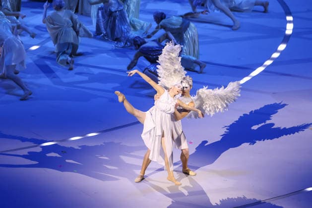 February 06, 2026: Dancers perform during the Opening Ceremony of the Milano Cortina 2026 Olympic Games, Olympische Spiele, Olympia, OS held at San Siro Olympic Stadium in Milan, Italy. MilanoCortina2026 . Milan Italy - ZUMAc04_ 20260206_zma_c04_009 Copyright: xDanielxLeax